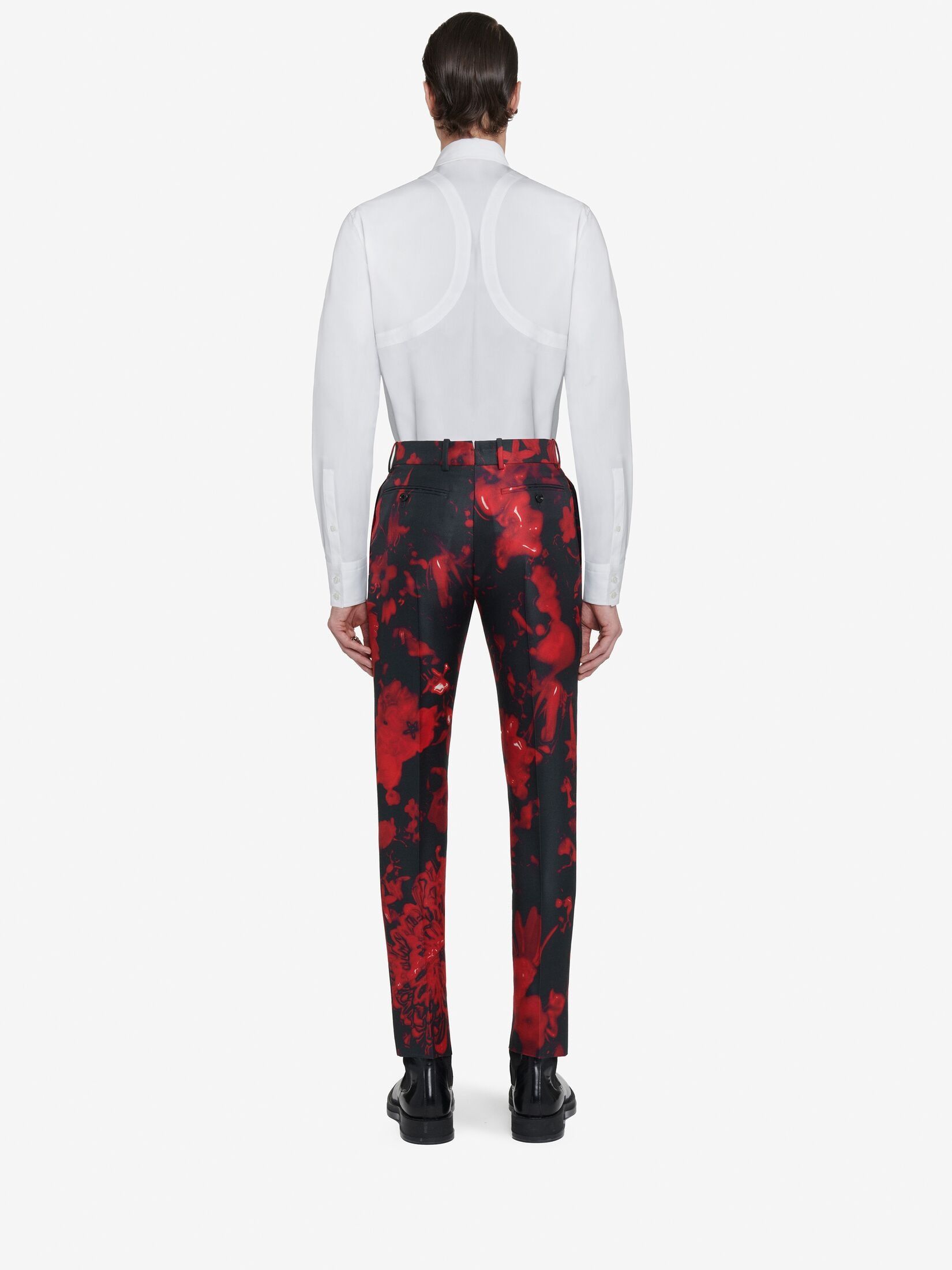 Alexander McQueen o1w1db10725 Wax Flower Cigarette Trousers in Black/Red Size US 40 / EU 56 - 3 Thumbnail