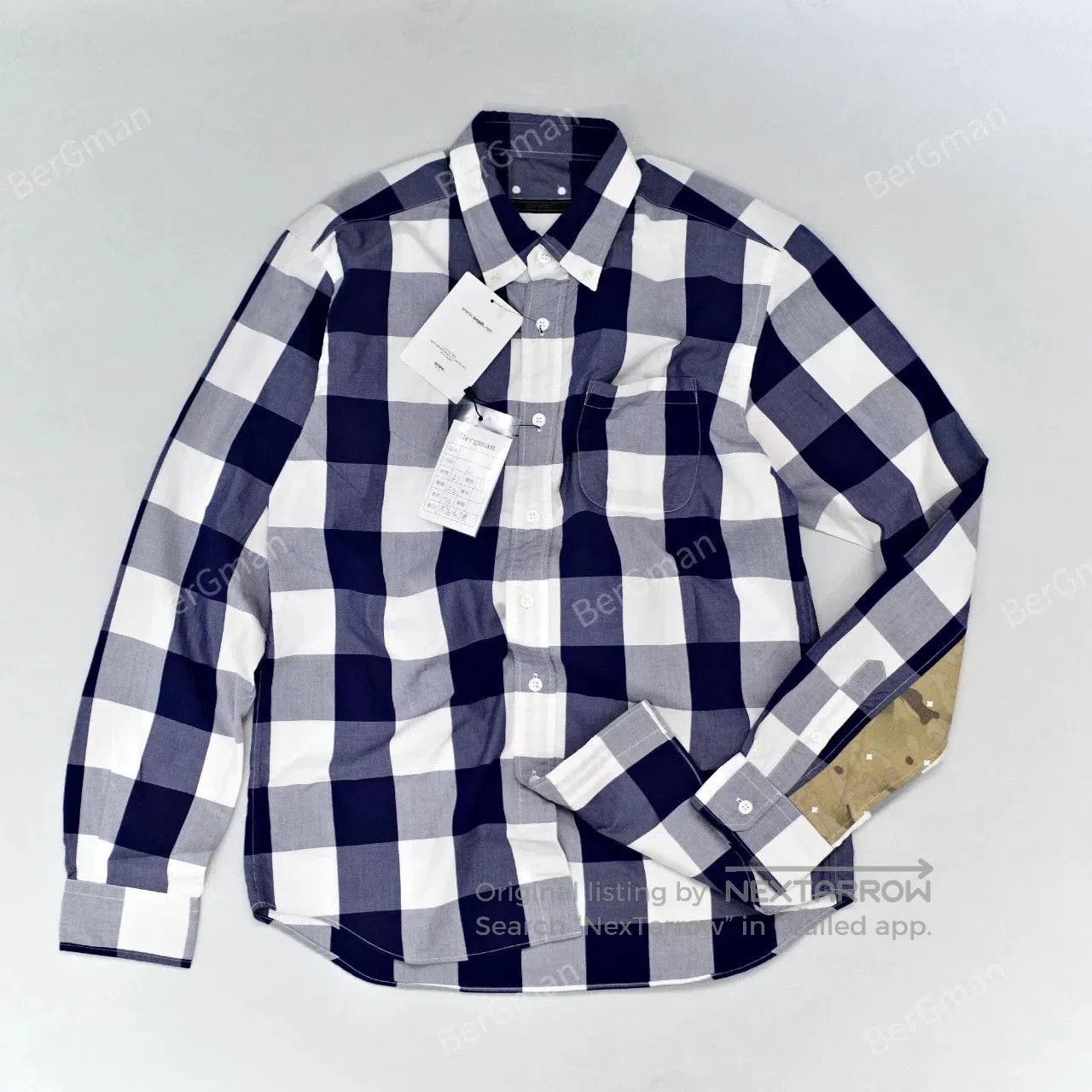 Sophnet. Sophnet Blue Check Camo Patchwork Shirt. Size US L / EU 52-54 / 3 - 7 Thumbnail