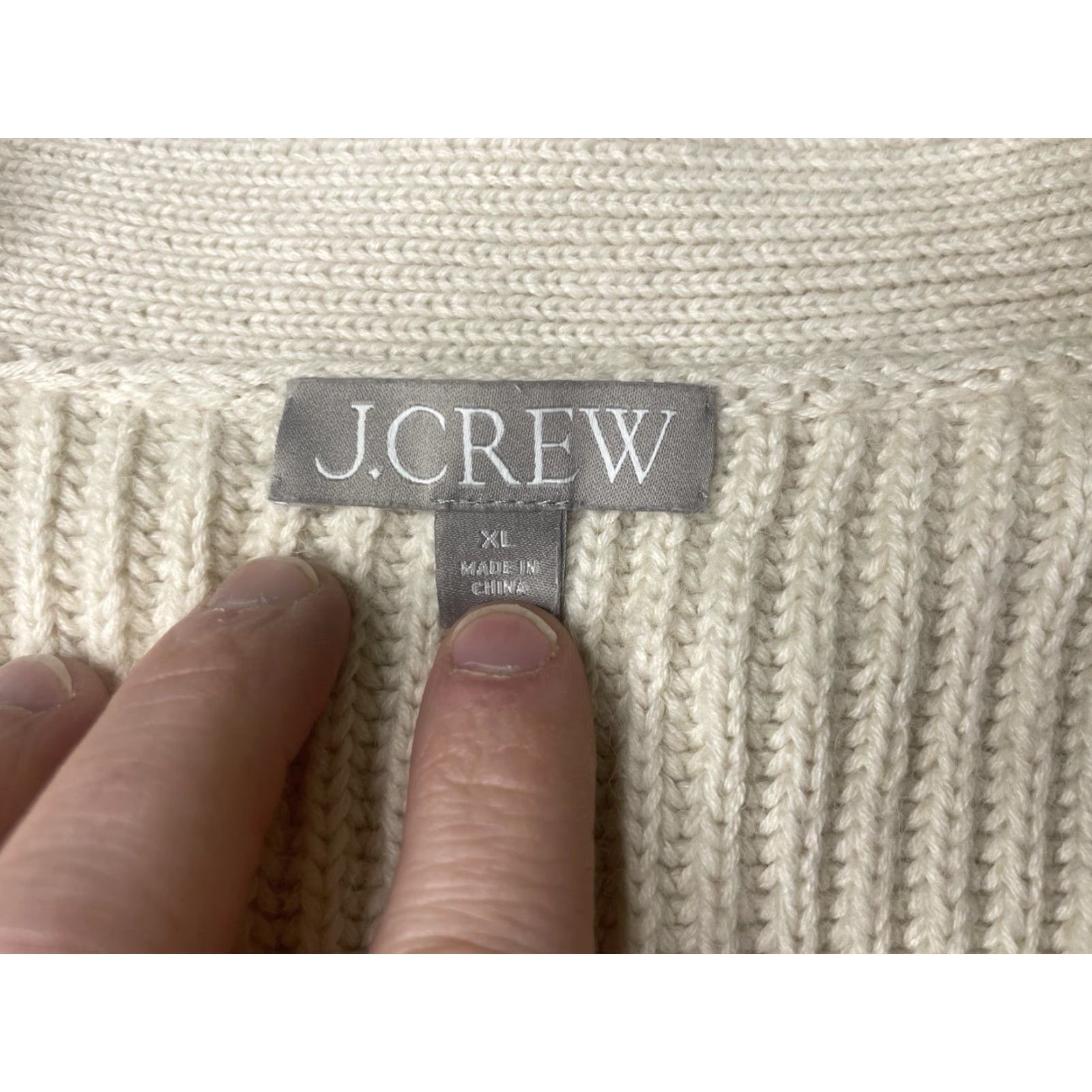 J.Crew J.CREW Sweater Cardigan Womens XL Ivory V-Neck Ribbed Alpaca Blend Knit BX468 Heavy Size XL / US 12-14 / IT 48-50 - 3 Thumbnail