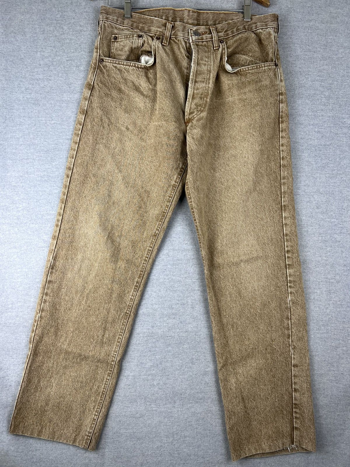 Levi's Vintage Levis Jeans Mens 32x30 Camel Brown Denim 501 Size US 32 / EU 48 - 4 Thumbnail