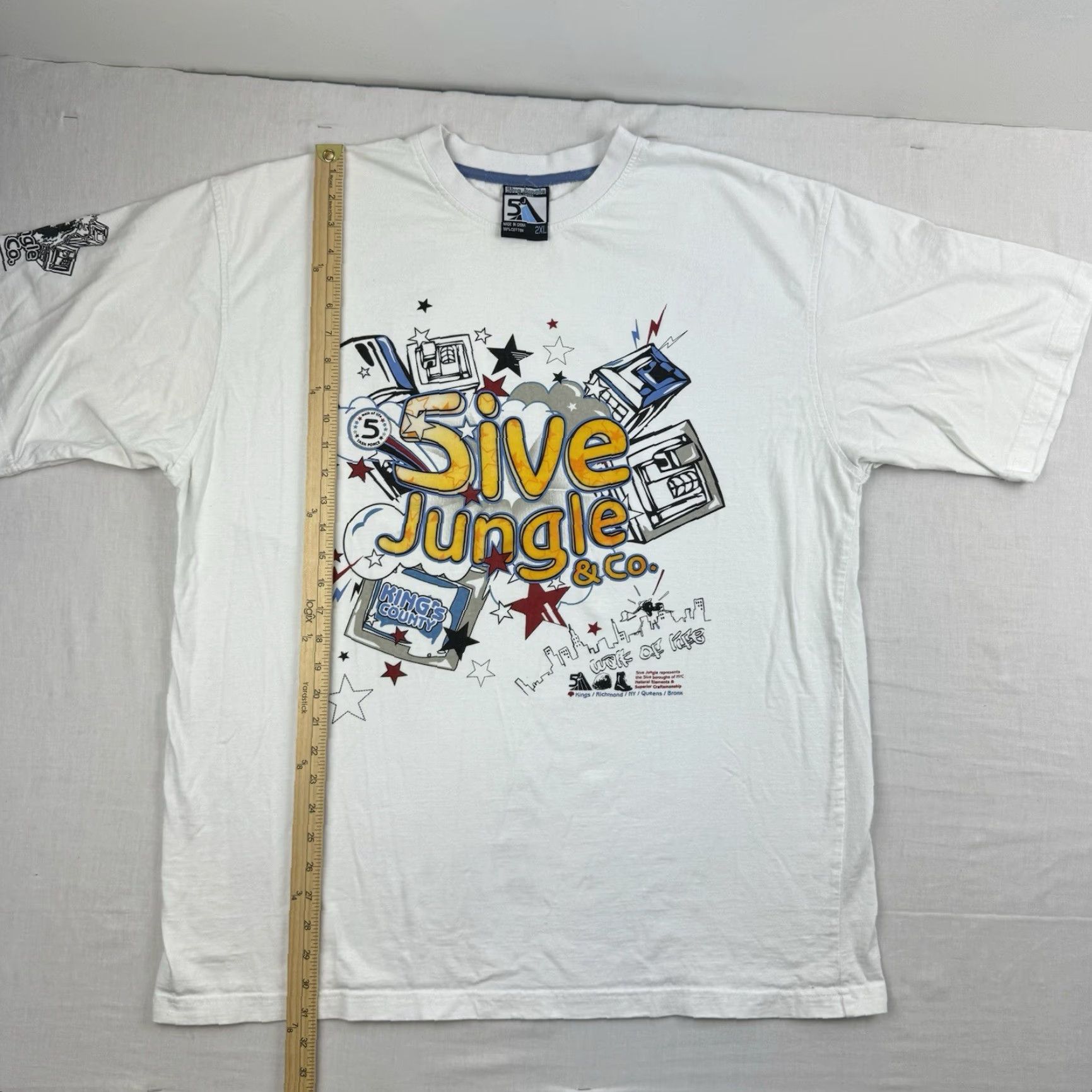 Vintage VINTAGE 5ive Jungle T-Shirt Men 2XL White Punk Y2K Skater Hipster Relaxed Size US XXL / EU 58 / 5 - 5 Thumbnail