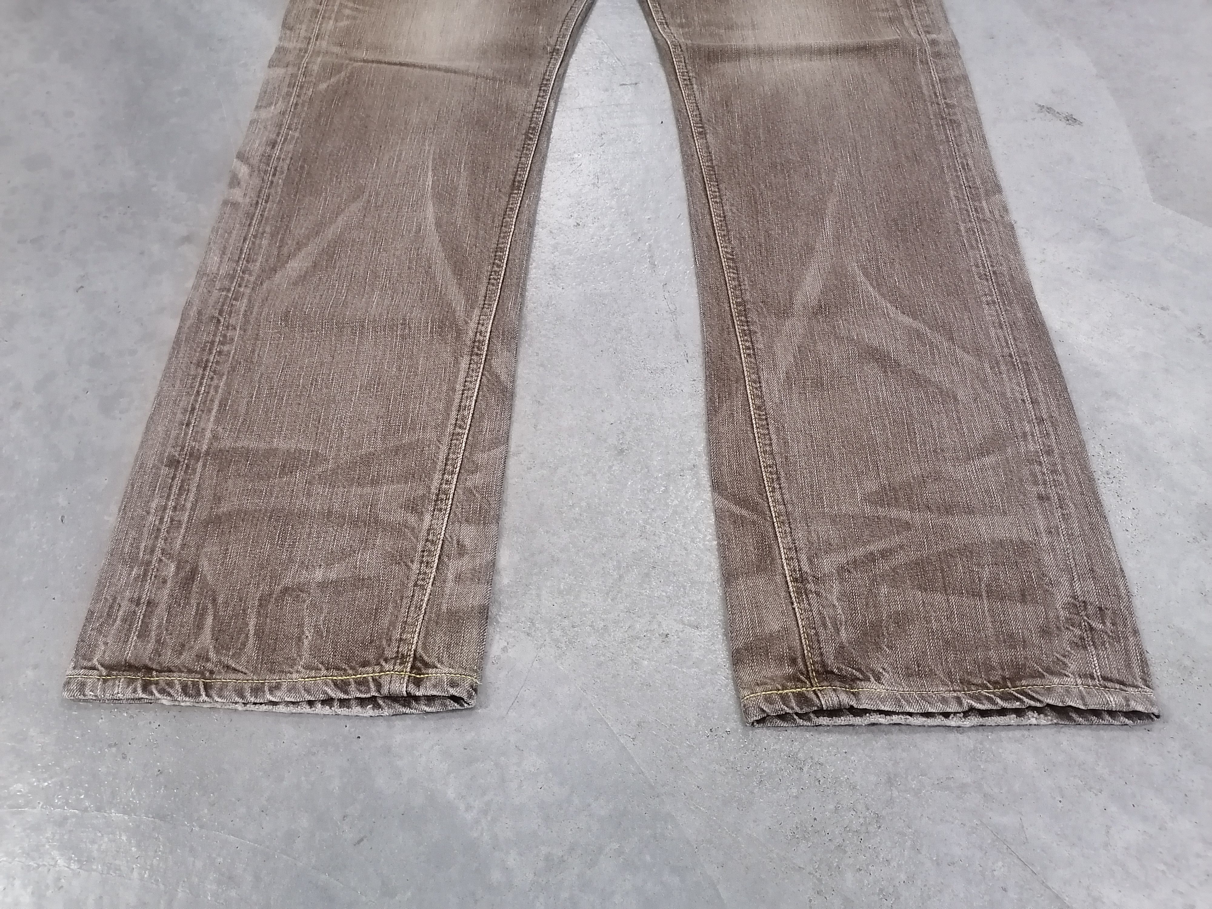 14th Addiction × Japanese Brand Edwin 503 Brown Claw Mark Distressed Denim Pants Size US 34 / EU 50 - 3 Thumbnail
