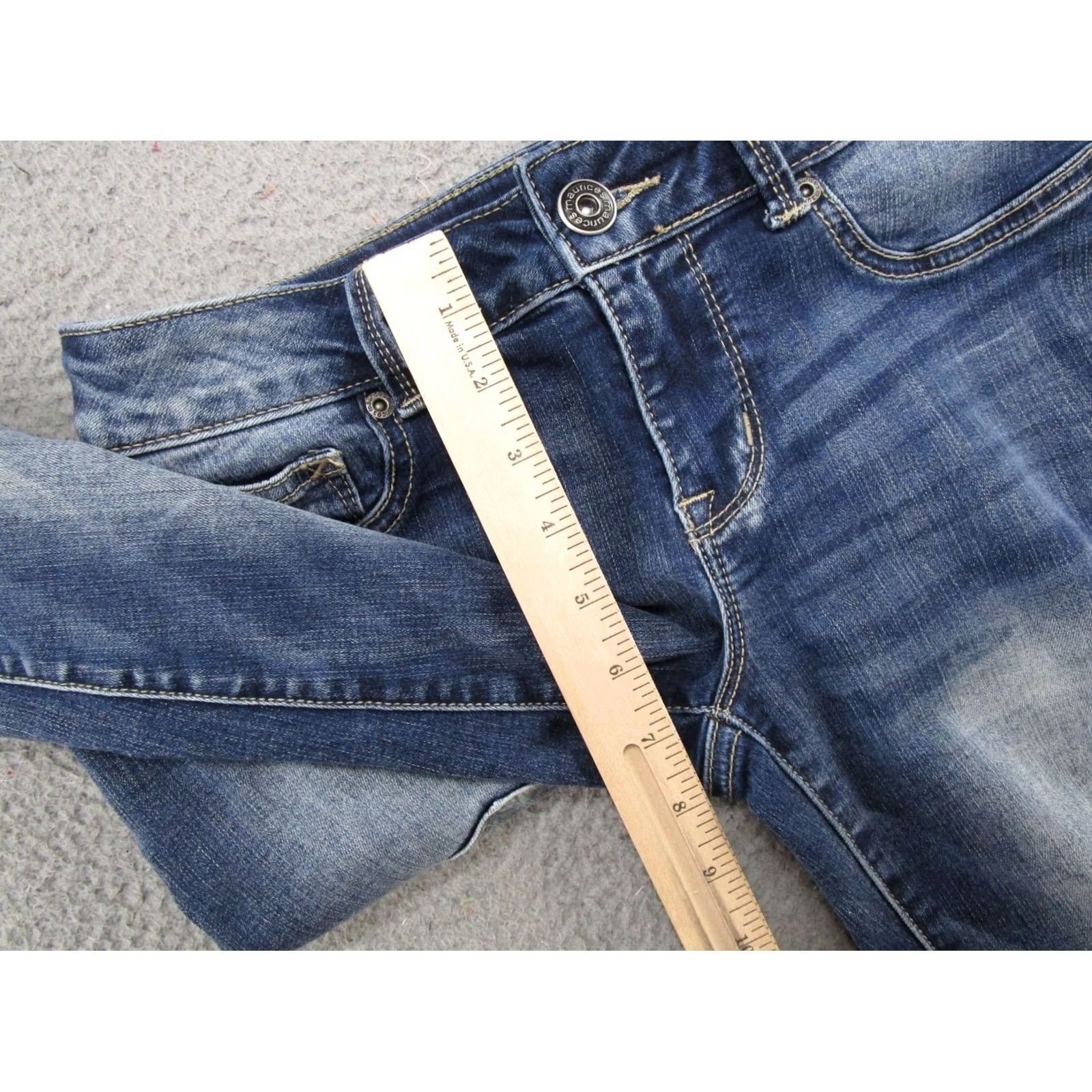 Vintage Maurices Blue Stretch Denim Skinny Jeans Mid Rise Womens XS Reg Dark Denim Jeans Skinny Stretch Maurices Womens XS Dark Blue Jeans Size 26" / US 2 / IT 38 - 7 Thumbnail