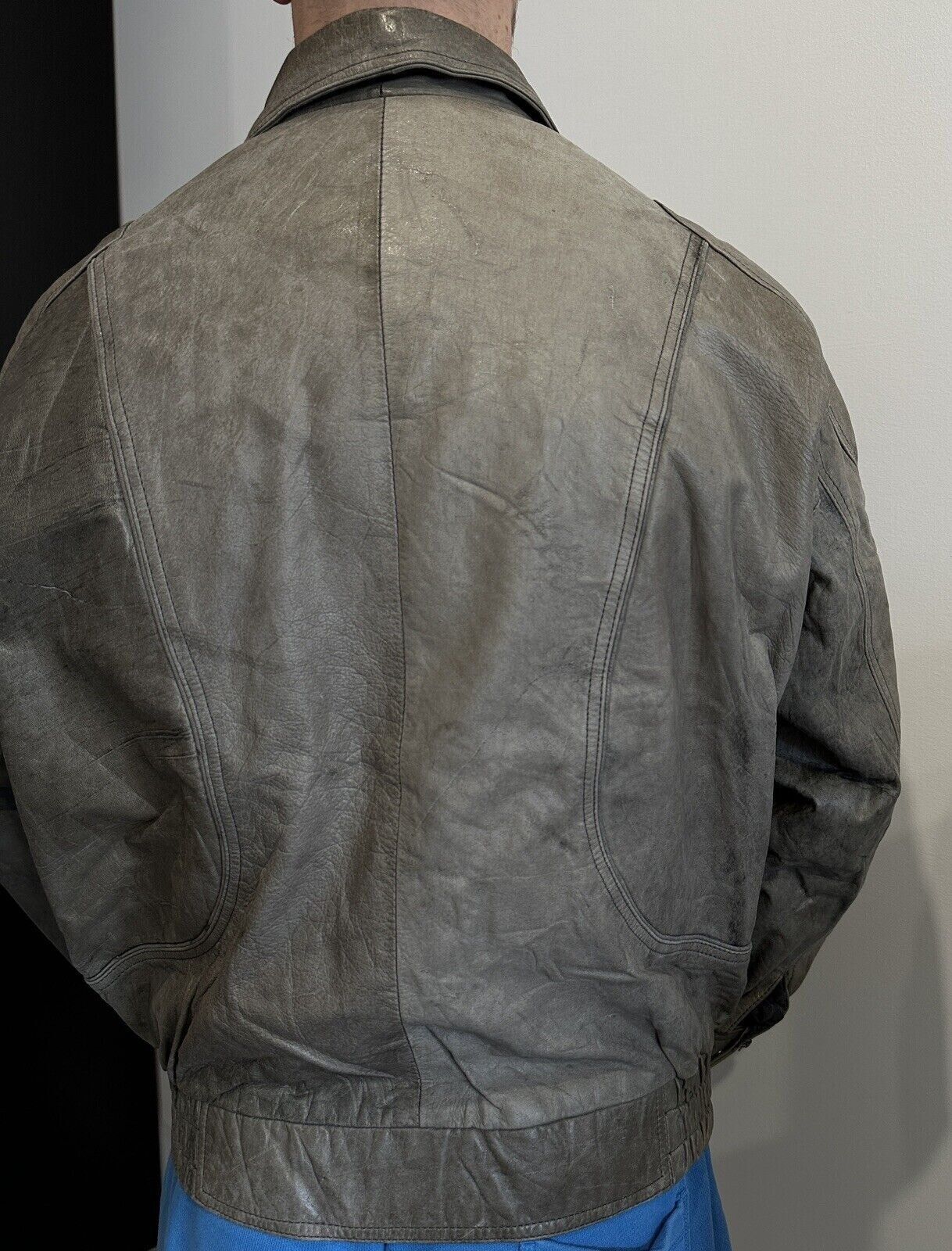 Valentino Vintage Valentino Uomo Distressed Leather Bomber Jacket Men Size US XL / EU 56 / 4 - 8 Thumbnail