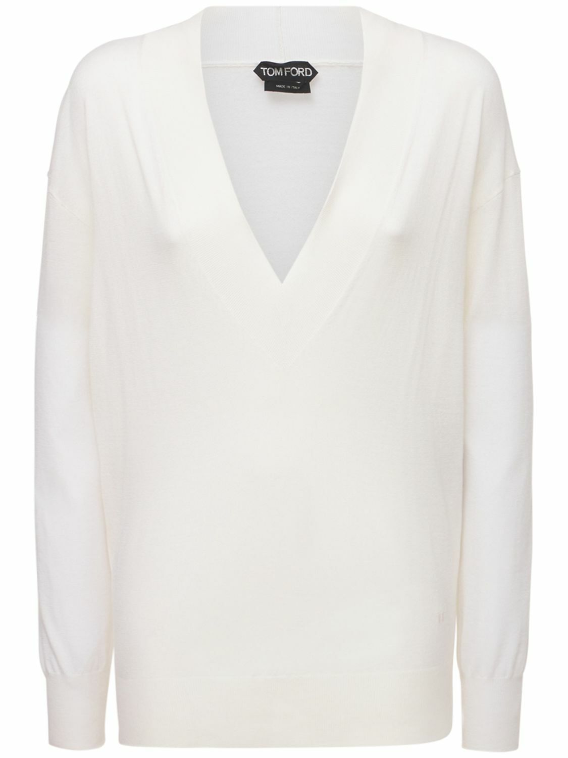 Tom Ford o1y0226 V-neck Sweater in White Size S / US 4 / IT 40 - 1 Thumbnail