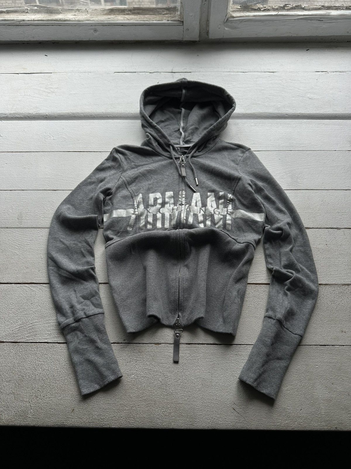 Armani Exchange 🚨Armani Exchange Women Zip-Up hoodie y2k silver logo Size S / US 4 / IT 40 - 1 Thumbnail