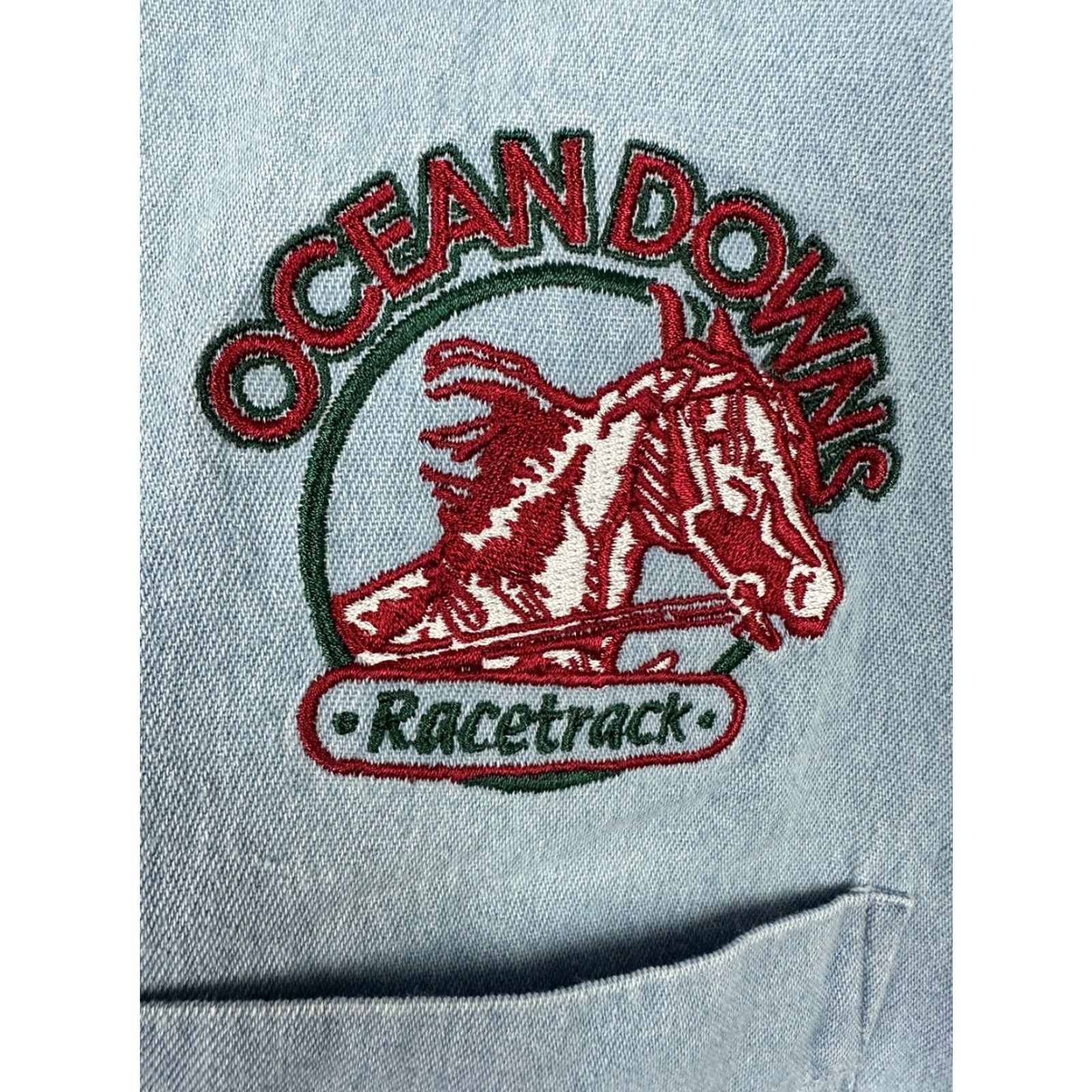 Denime VINTAGE Ocean Downs Denim Shirt Men L Blue 90s Casual Button-Up Horse Racing Track Casual Mens Shirt Denim Size US L / EU 52-54 / 3 - 4 Thumbnail