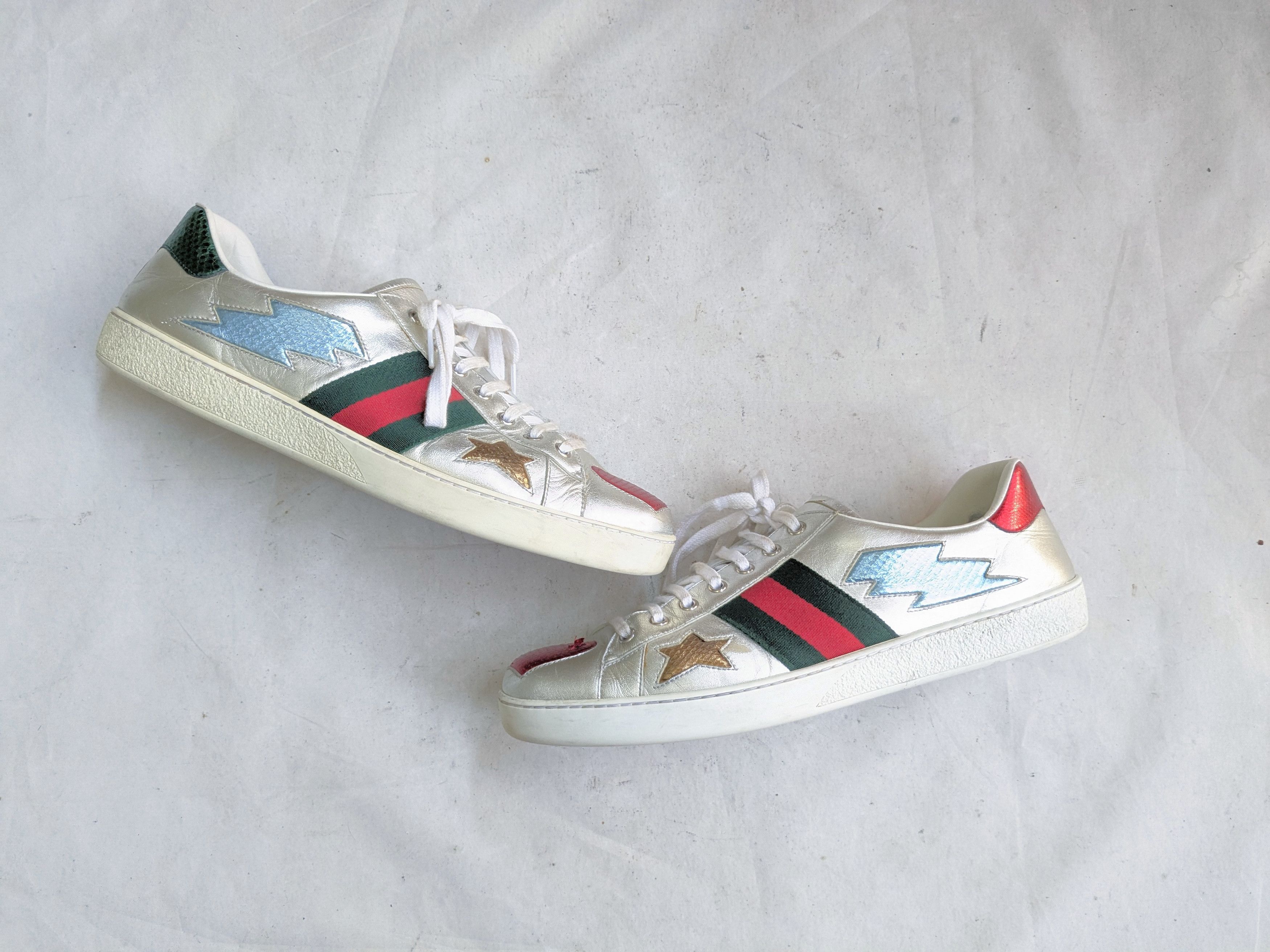 Gucci Gucci Ace Sneakers Silver 11.5 Leather Stars Size US 11.5 / EU 44-45 - 1 Thumbnail