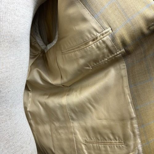 Pal Zileri Pal Zileri Beige Blue Windowpane Wool Blazer Men’s Size 52 I Size 42R - 9 Thumbnail