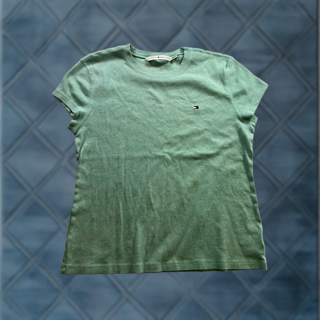 Tommy Hilfiger Tommy Hilfiger Women's Shirt Tee Green Short Sleeve 2XL Knit Cotton Embroidered, Regular Fit, Solid, Casual Sleeve, Machine Washable, Vintage: No Size XXL / US 16-18 / IT 52-54 - 1 Thumbnail