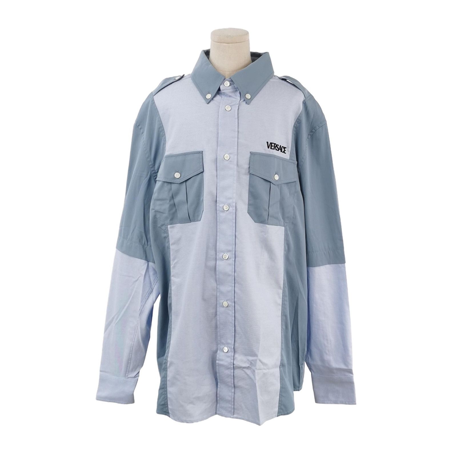 Versace Versace Colorblock Logo Collar Cotton Shirt M Size US L / EU 52-54 / 3 - 1 Thumbnail