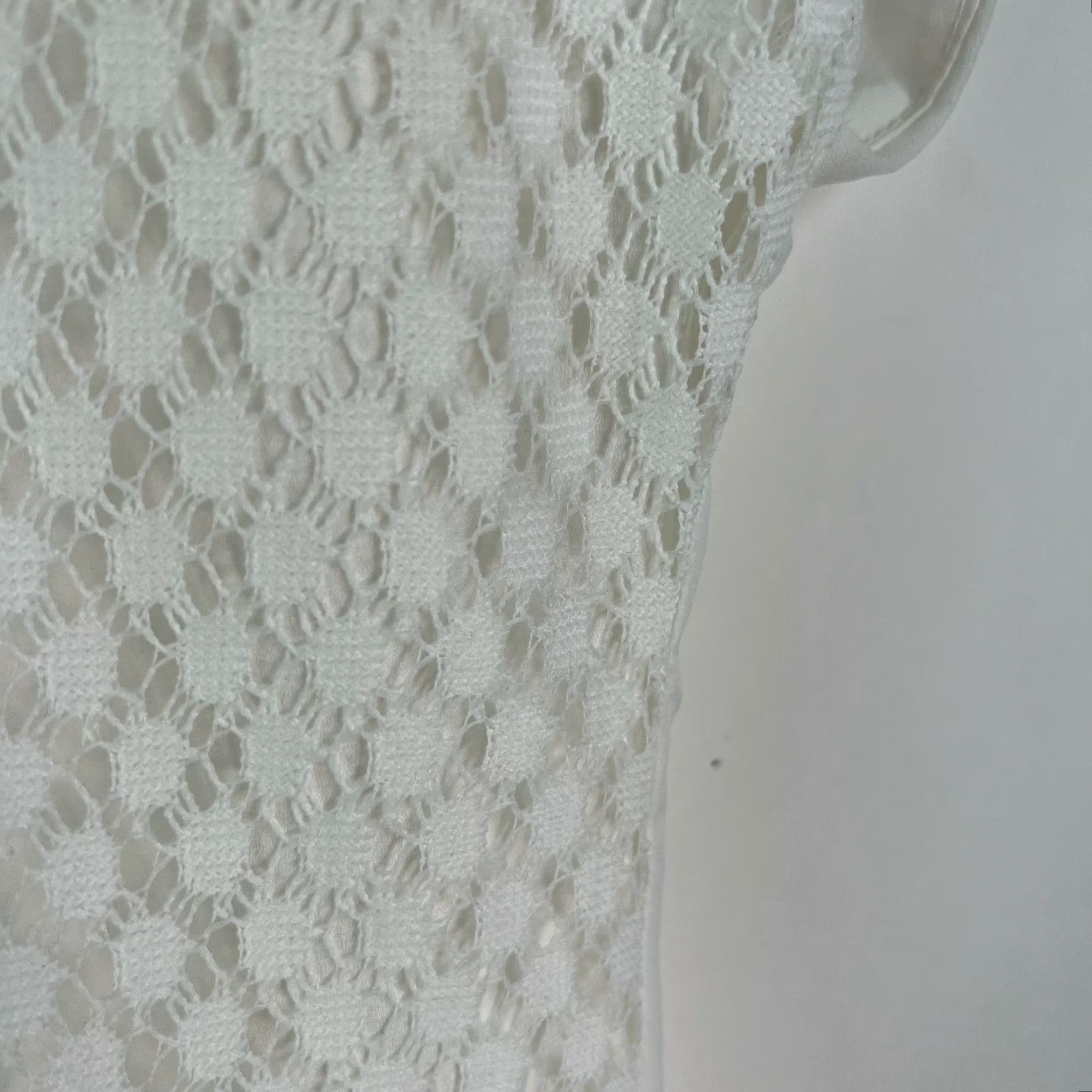 Vintage Cj Banks Blouse Shirt Womens White Round Neck Short Sleeve Sz 1X Crochet Size XL / US 12-14 / IT 48-50 - 3 Thumbnail