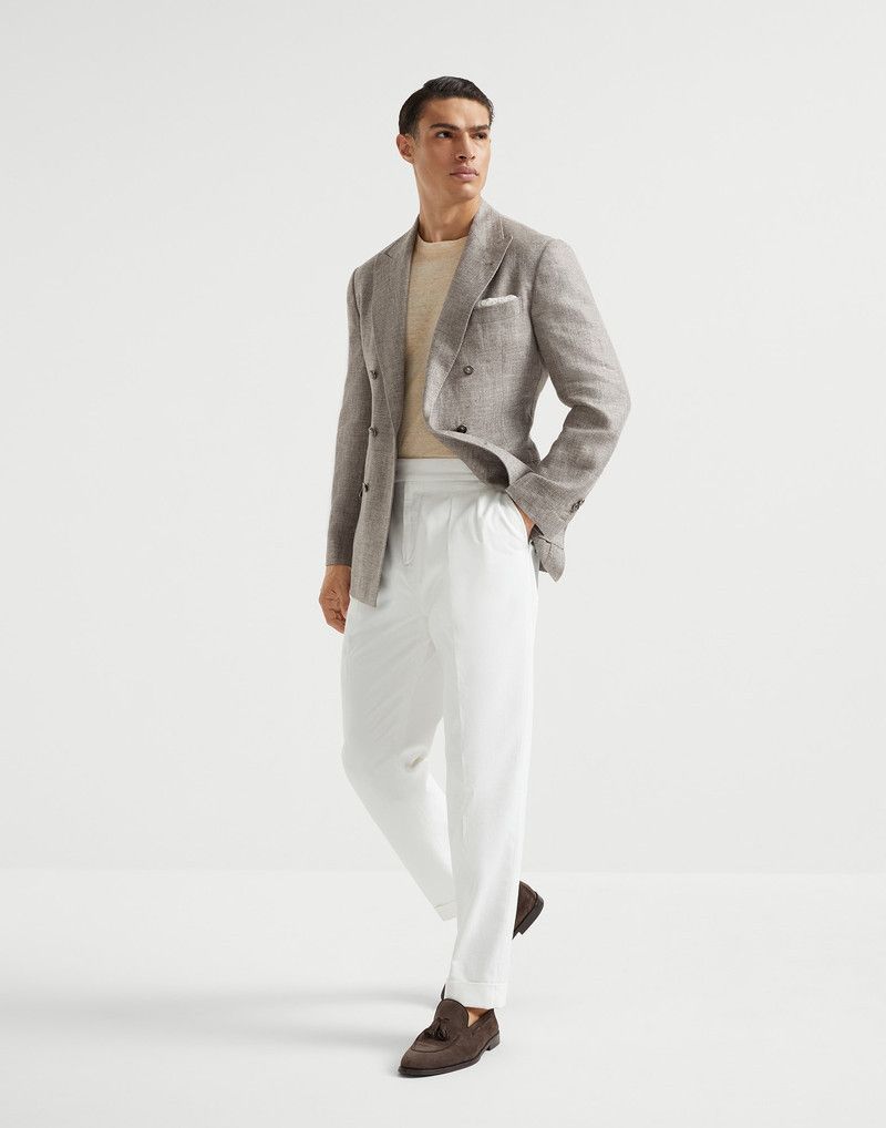 Brunello Cucinelli o1la1rc1a0326 Linen And Cotton Knit T-Shirt in Beige Size US L / EU 52-54 / 3 - 5 Thumbnail