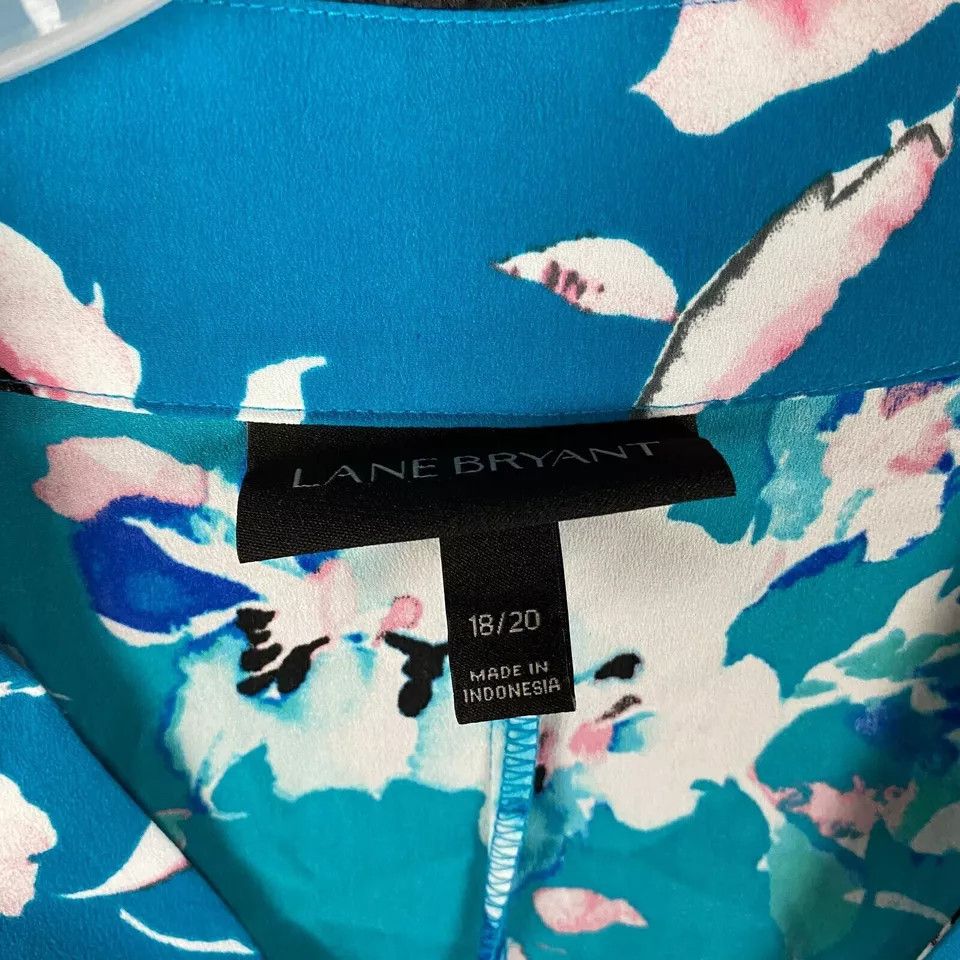 Other Lane Bryant Blouse Women's 18/20 Floral Blue Polyester Plus Size 3XL / US 20-22 - 3 Thumbnail