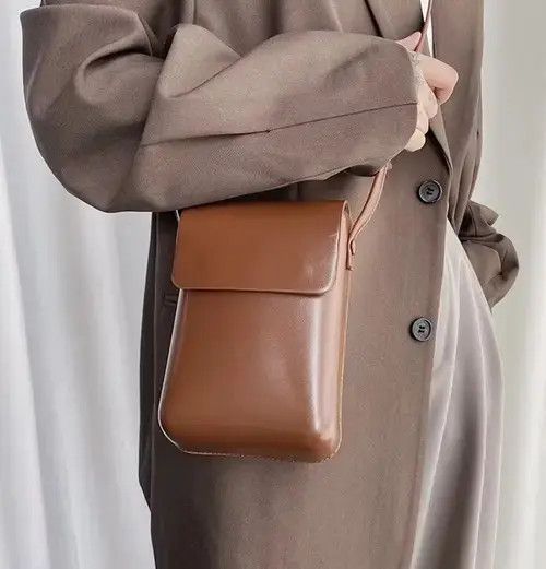 Korean Fashion Brown Square Flap Bag Crossbody Bag, Men's