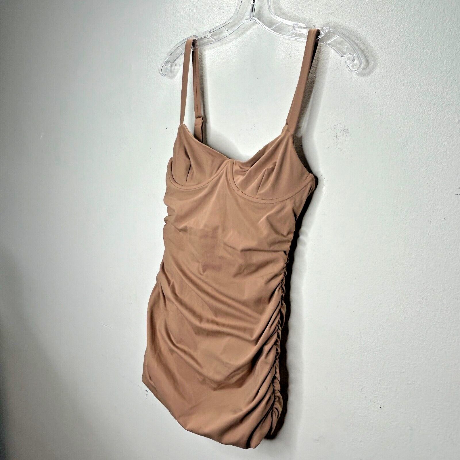 SKIMS NWT Skims Sienna Tan Sculpting Ruched One Piece Swim Dress S Size ONE SIZE - 1 Thumbnail