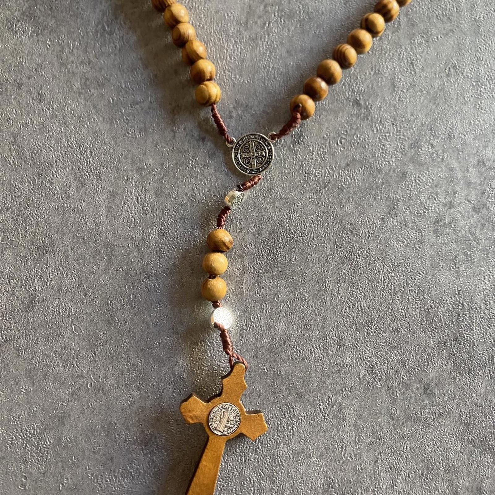 Other Y2k grunge boho skate wooden rosary cross necklace Size ONE SIZE - 3 Thumbnail