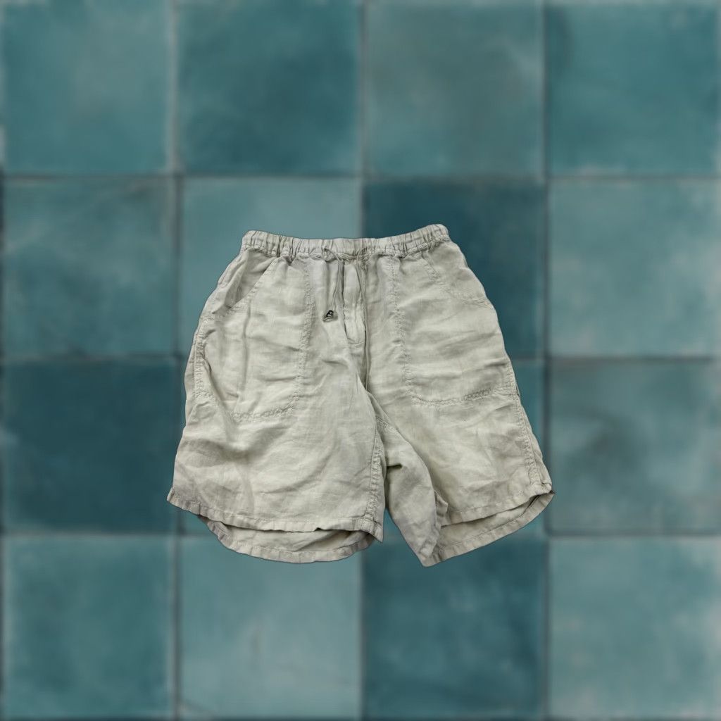 Vintage VINTAGE Elements by Arnold Zimber Linen Shorts Mens Small Beige Casual Summer 90s Size US 29 - 1 Thumbnail