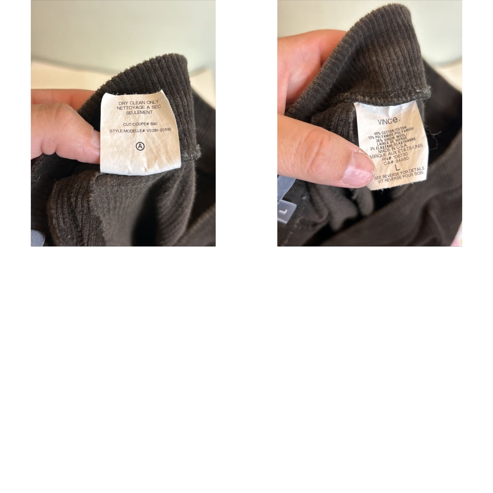 Vince Vince Womens Large Corduroy Brown Pull On Pants Cotton Virgin Wool Chino 28x30 L Brown Womens Pants Size 36" / US 14 / IT 50 - 9 Thumbnail