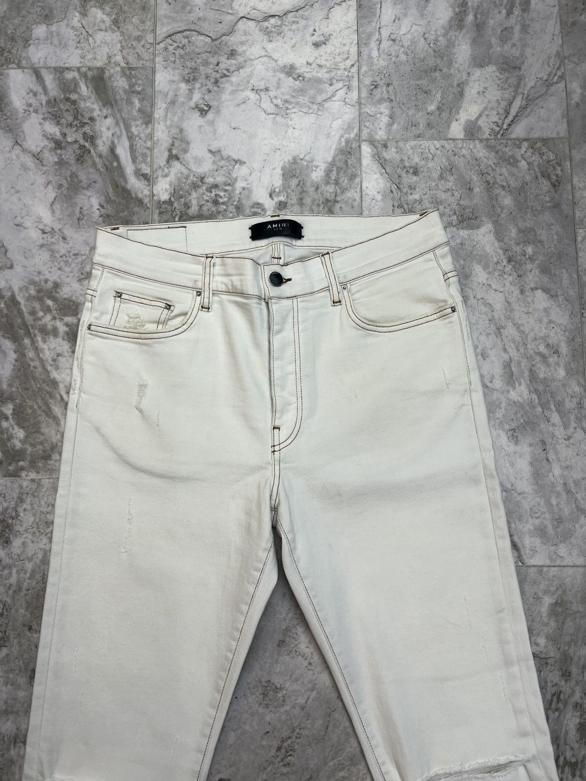 Amiri Amiri White Ripped Jeans Size US 34 / EU 50 - 3 Thumbnail