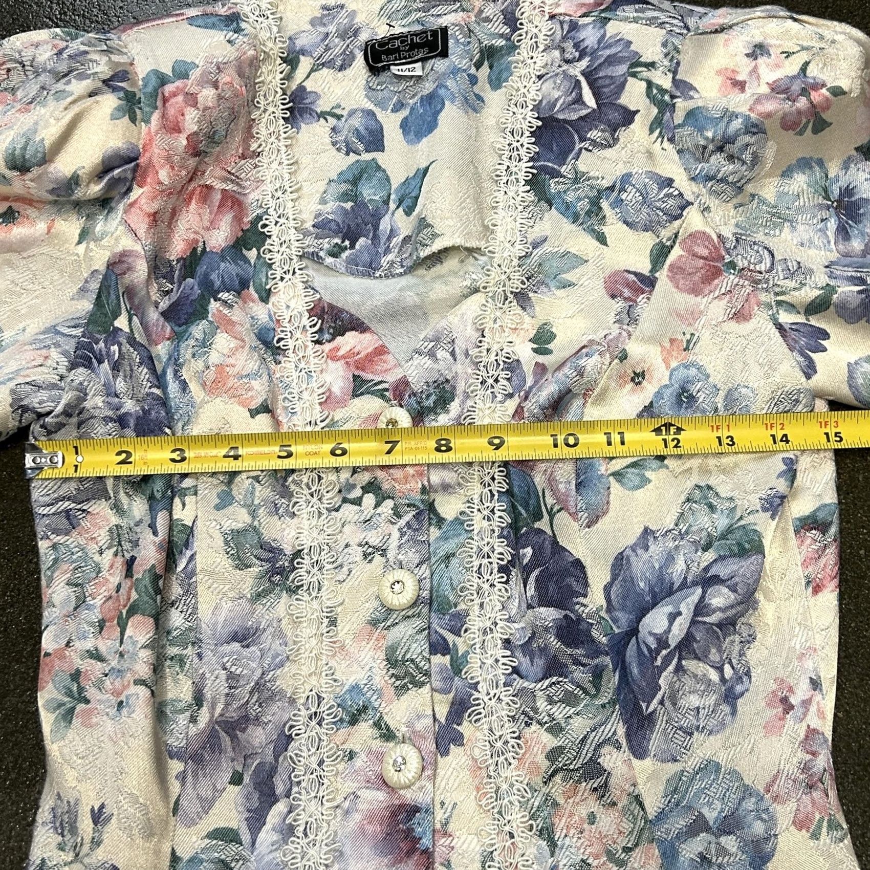 Vintage VINTAGE Cachet Jacket Womens 11/12 Floral Pastel Lace Trim Puff Sleeve 80s Size L / US 10 / IT 46 - 5 Thumbnail