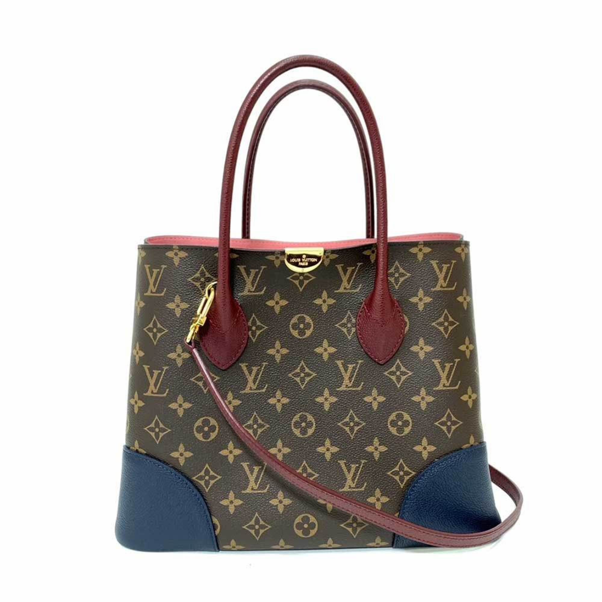 image of Louis Vuitton Bag Flandrine Brown X Bordeaux Navy Red Tote Handbag Shoulder 2Way Ladies Monogram Co