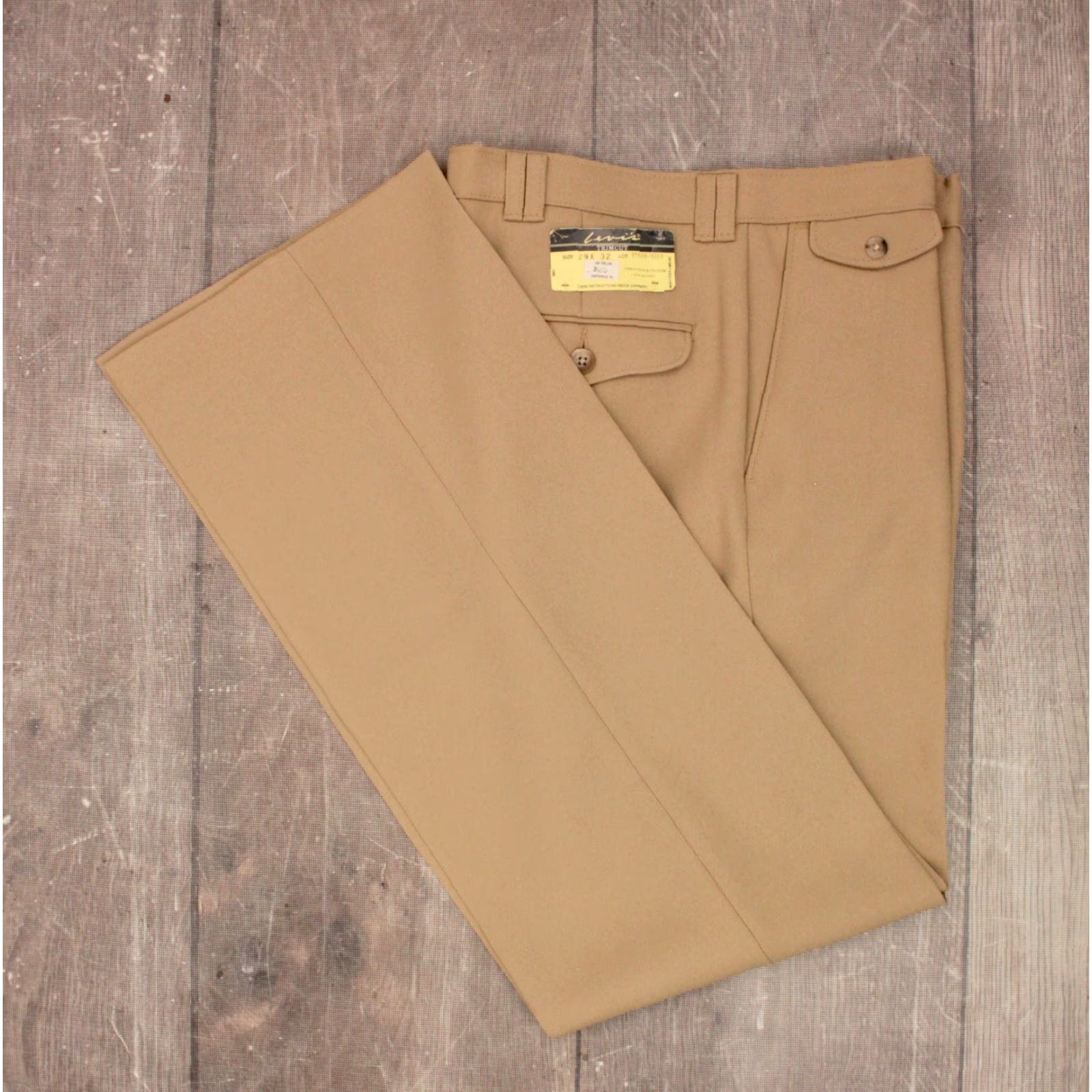 Levi's VINTAGE Levi's 70s NOS Beige Flared Polyester Pants 29x32 Disco Trimcut Mens Size US 29 - 2 Thumbnail