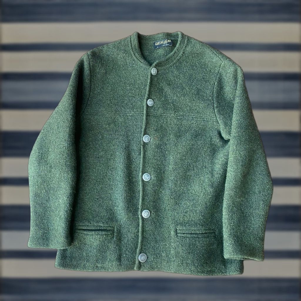 Vintage VINTAGE Geiger Cardigan Sweater Jacket Large Wool Forest Green Geiger Tyrol Austria 90s 80s Womens Knit Button Wool Size L / US 10 / IT 46 - 1 Thumbnail