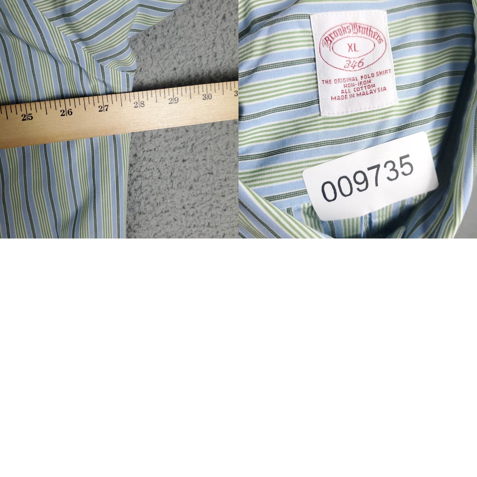 Brooks Brothers Brooks Brothers Men's Blue Green Striped Non-Iron Button-Up Shirt XL Stained Size US XL / EU 56 / 4 - 8 Thumbnail