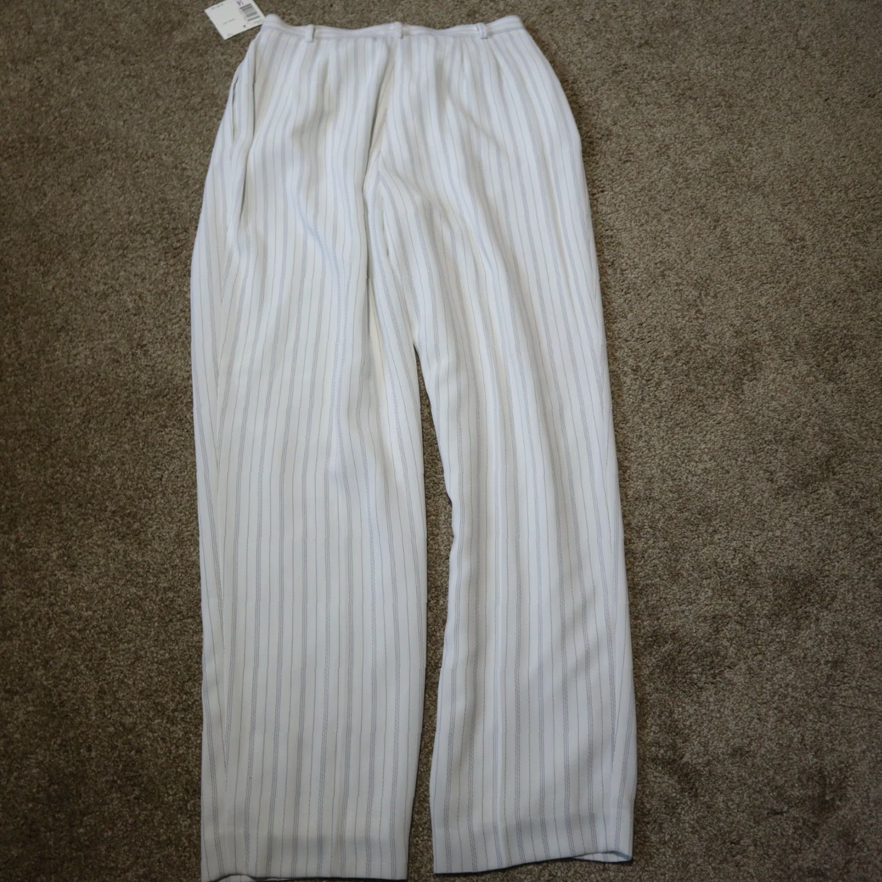 Liz Claiborne VINTAGE Liz Claiborne Pants White Pin Stripe Chino Wide-Leg Regular 14 Inches Adult Womens Size 36" / US 14 / IT 50 - 7 Thumbnail