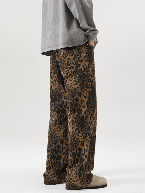 Japanese Brand Men's retro straight loose leopard print jeans y2k Size US 32 / EU 48 - 4 Thumbnail