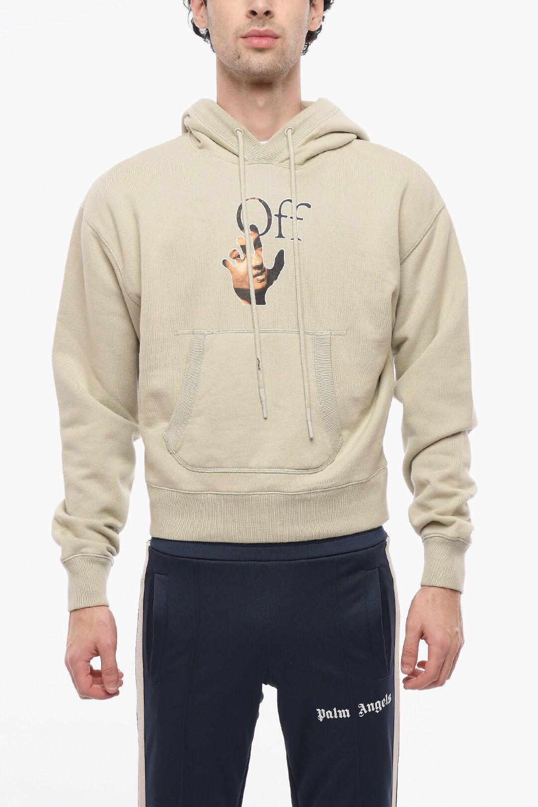 Off-White Beige Caravaggio Hand Logo Hoodie Size US S / EU 44-46 / 1 - 2 Thumbnail