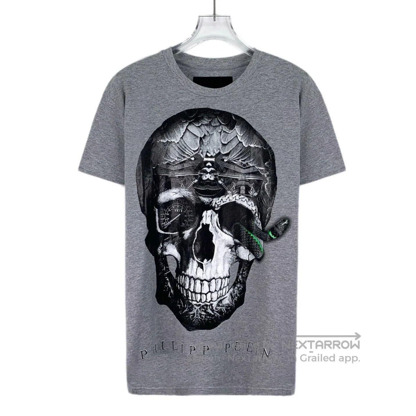 Philipp Plein Philipp Plein Gray Skull Print Cotton Crew Neck Short Slee Size US M / EU 48-50 / 2 - 1 Thumbnail