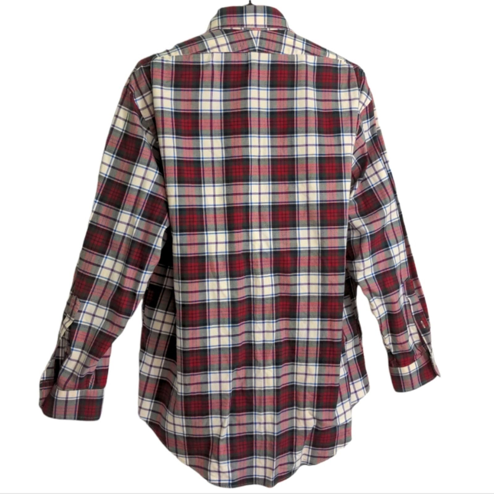 Lands' End LANDS' END Tailored Red Plaid Button Down Shirt Men's 17-33 Size US XL / EU 56 / 4 - 2 Thumbnail