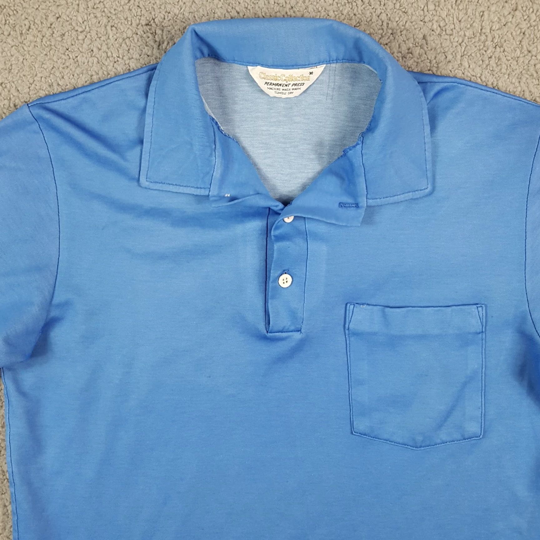 Vintage Vintage Classic Collection Polo Shirt Men Blue Button Collared Short Sleeve 70s 80s Preppy Cotton Polyester Size M Size US M / EU 48-50 / 2 - 2 Thumbnail