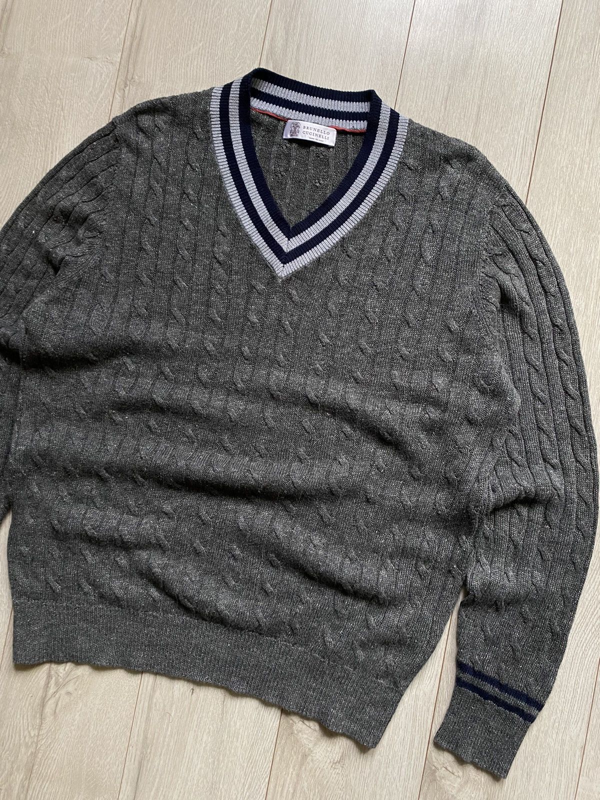 Brunello Cucinelli Brunello Cucinelli sweater v-neck linen/cotton knit Size US L / EU 52-54 / 3 - 3 Thumbnail