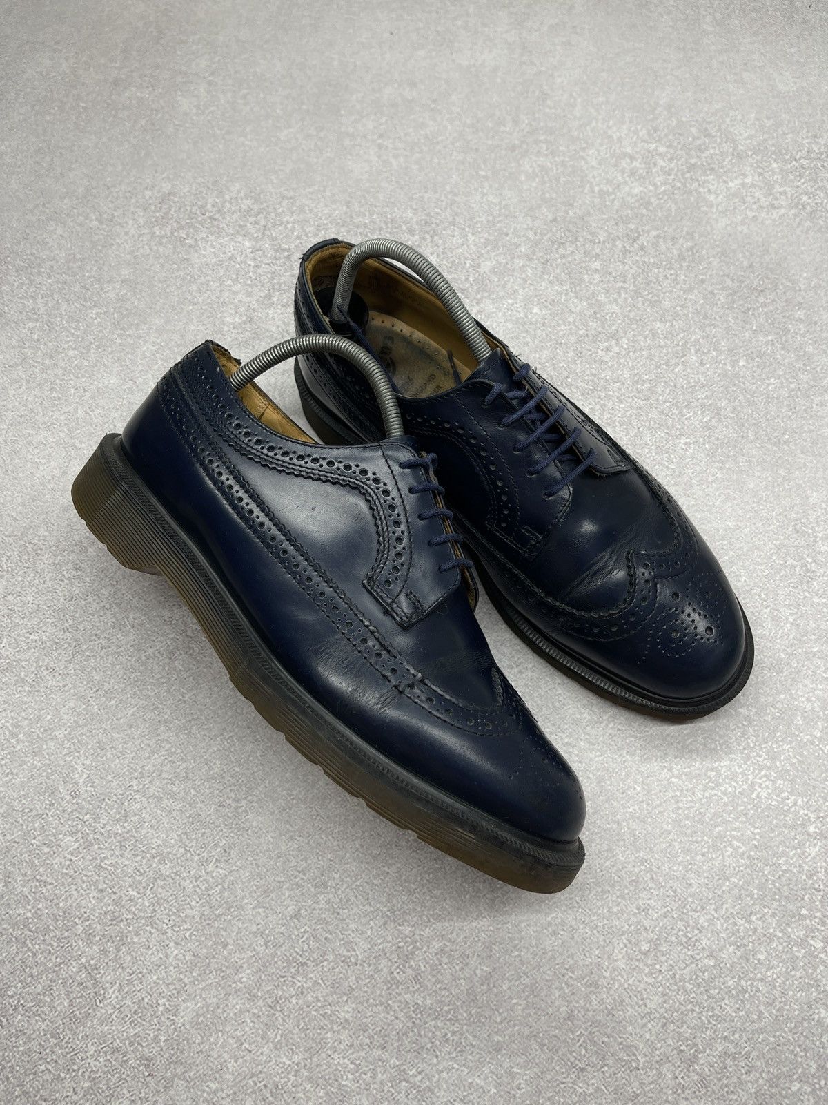 Mens Dr Martens Leather Brogue Low Navy England 3989/84 Shoes in Blue