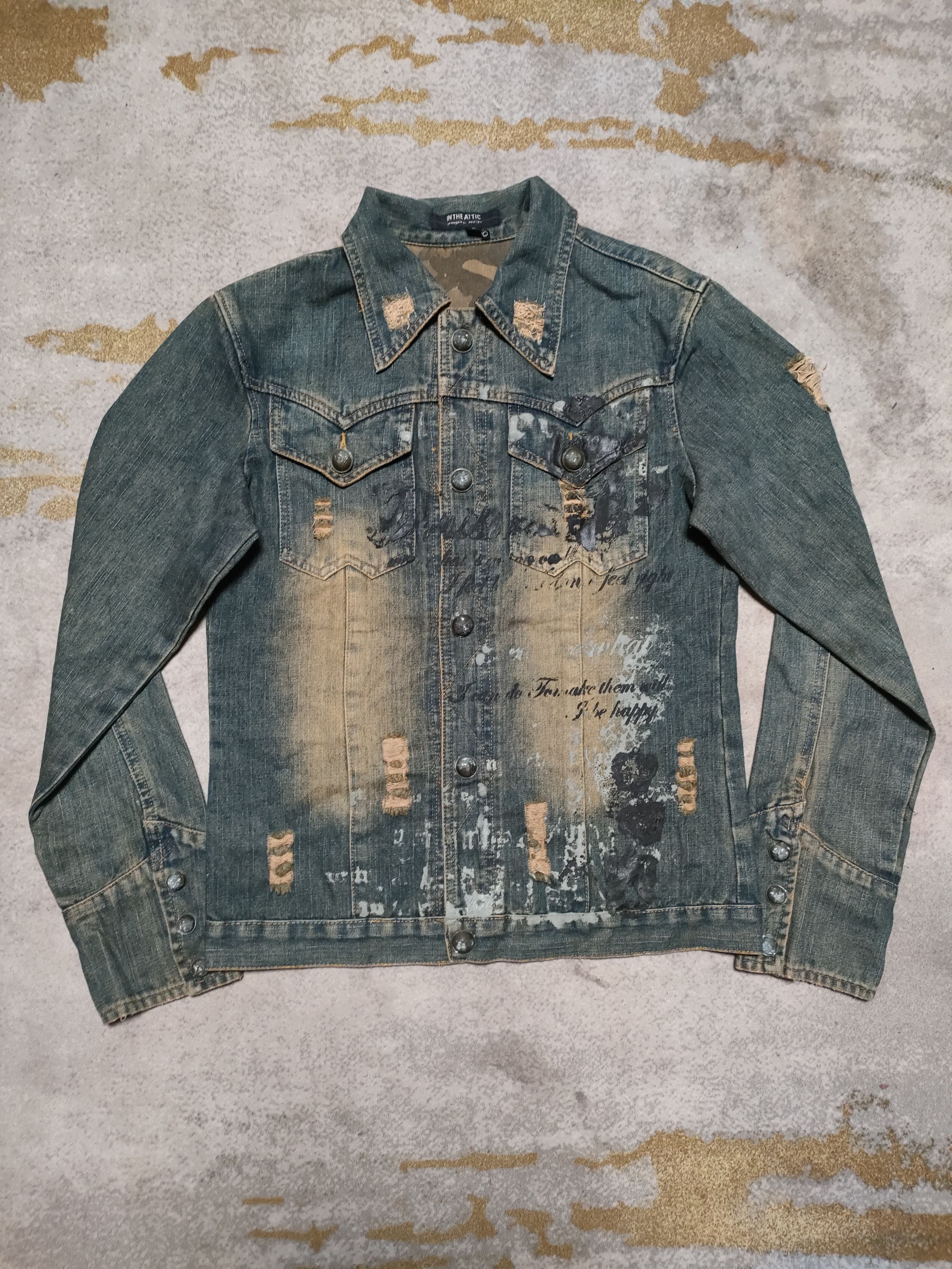 In The Attic In The Attic Distressed Design Denim Jacket Size US M / EU 48-50 / 2 - 1 Thumbnail