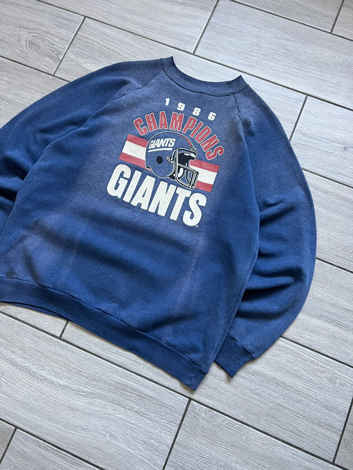 NFL Vintage 1986 Faded New York Giants NFL Super Sweatshirt Size US M / EU 48-50 / 2 - 3 Thumbnail