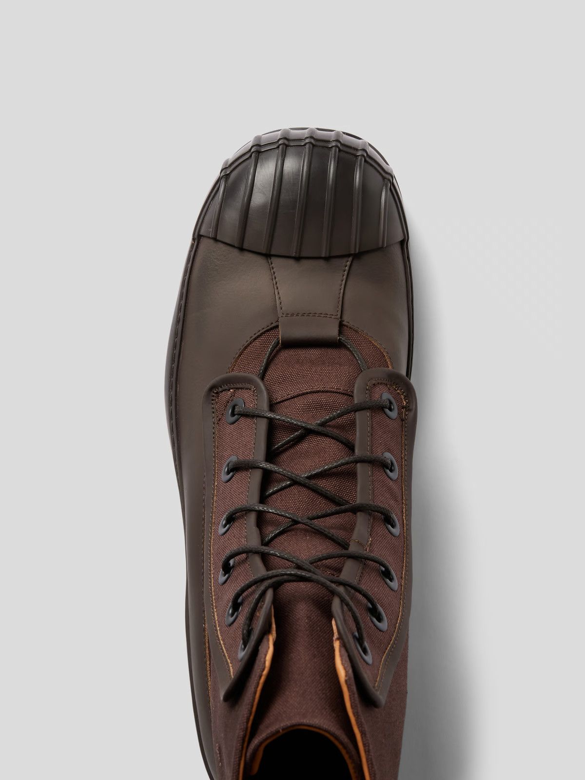 Maison Margiela o1y1124 Leather Lace-Up Boots In Dark Brown & Black Size US 7 / EU 40 - 3 Thumbnail