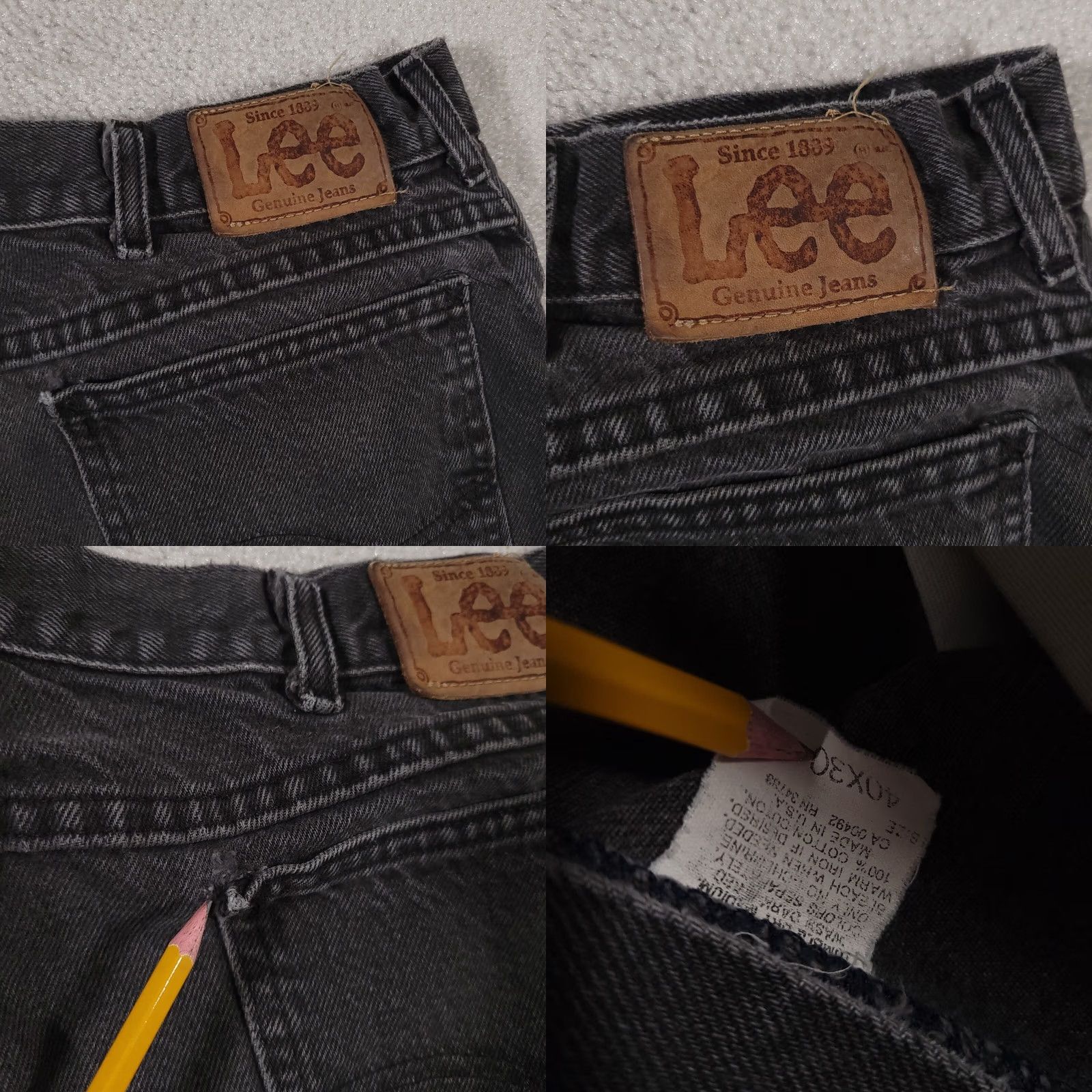 Lee VINTAGE Lee Jeans Mens 40x30 Black Denim Straight Mid Rise Made in USA Size US 40 / EU 56 - 10 Thumbnail