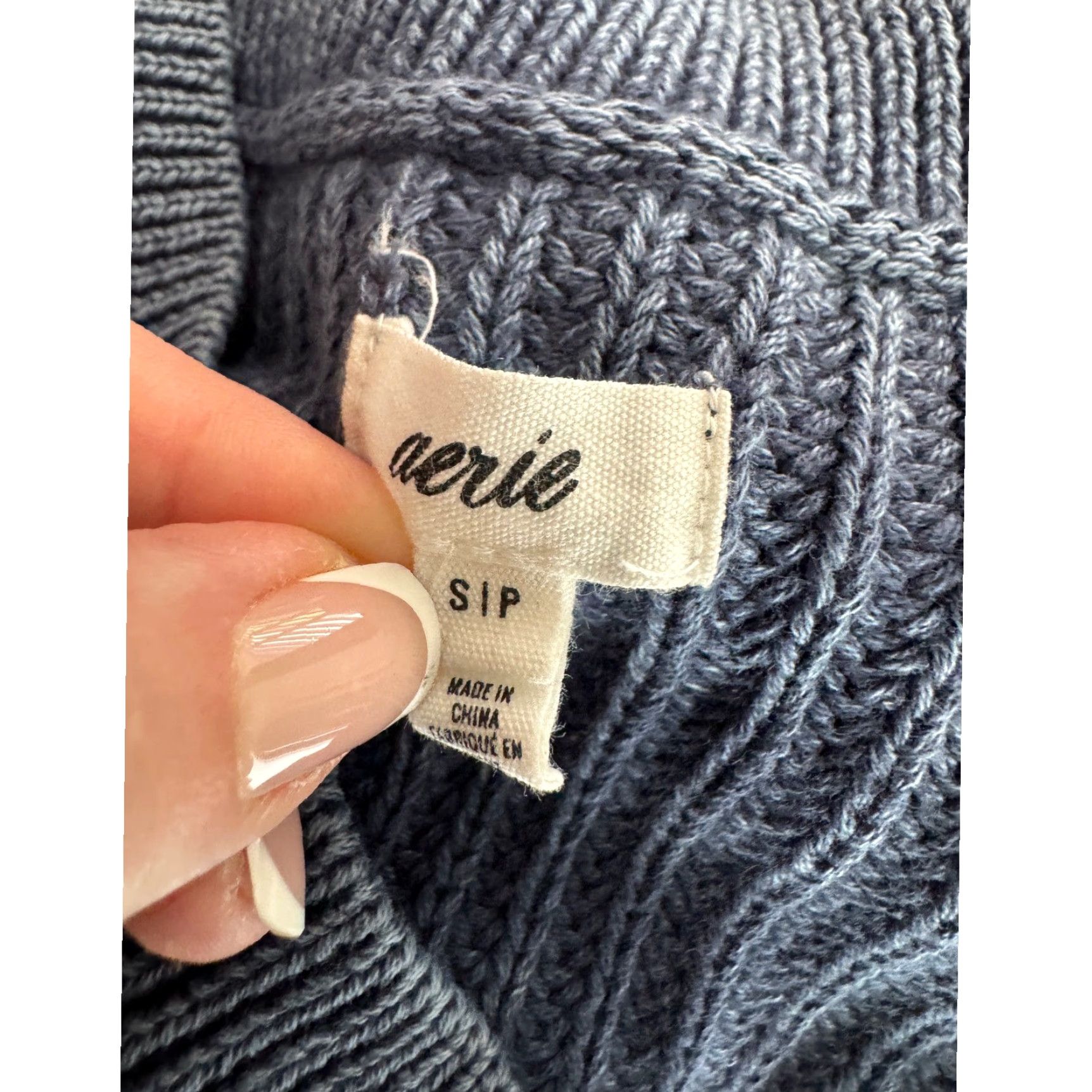 Vintage Aerie Womens Chunky Knit Oversized Sweater S V Neck Blue Cozy Cotton Granola Size S / US 4 / IT 40 - 3 Thumbnail