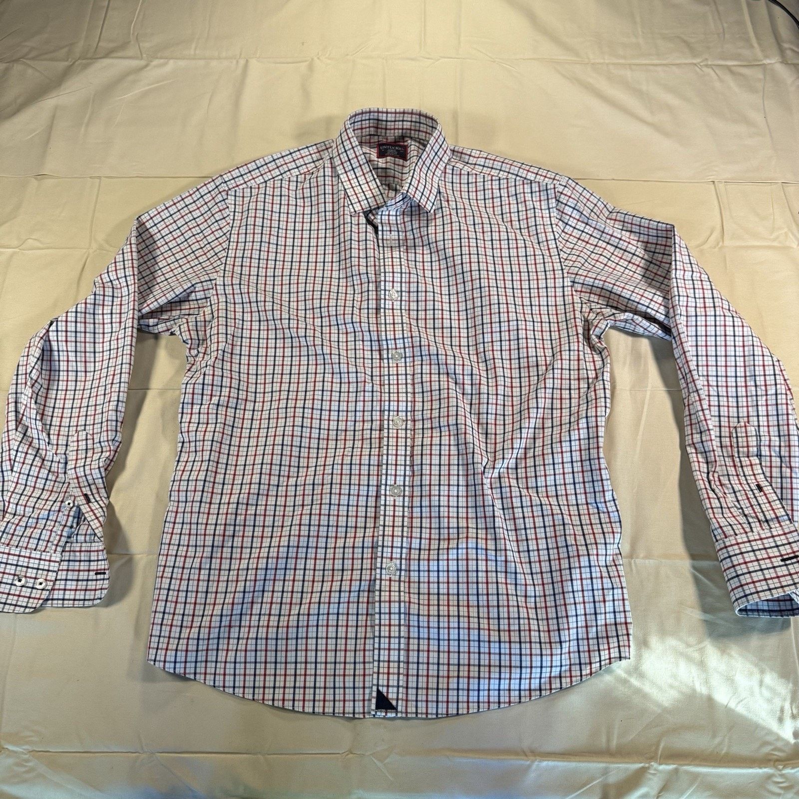 UNTUCKit UNTUCKit Kesser WF WrinkleFree Plaid Shirt Mens L White Red Size US L / EU 52-54 / 3 - 2 Thumbnail