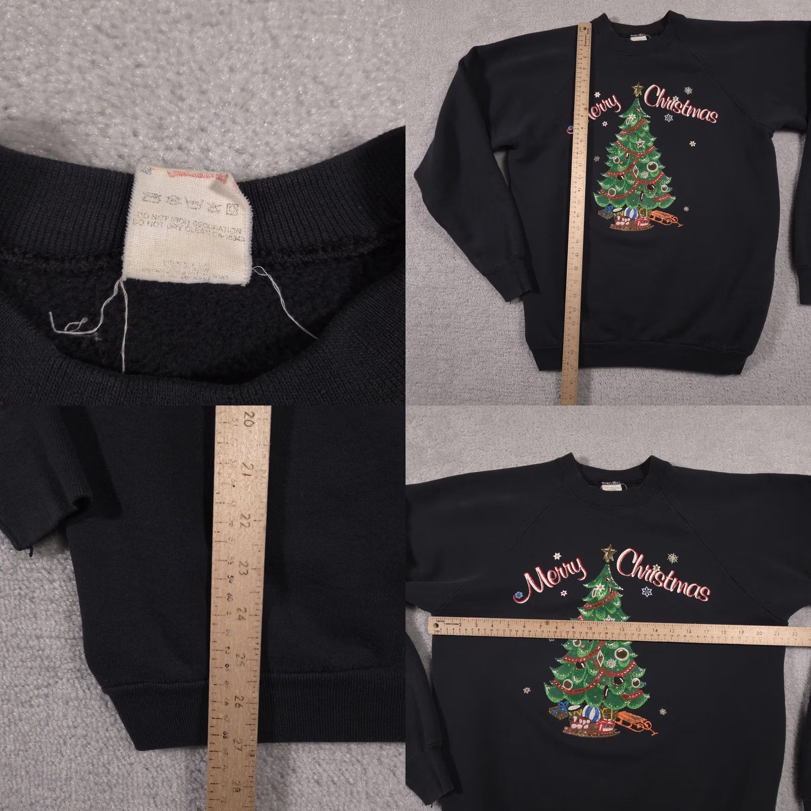 Fruit Of The Loom VINTAGE Fruit of the Loom Sweatshirt Womens XL Black Merry Christmas Tree Graphic Ugly Size XL / US 12-14 / IT 48-50 - 8 Thumbnail