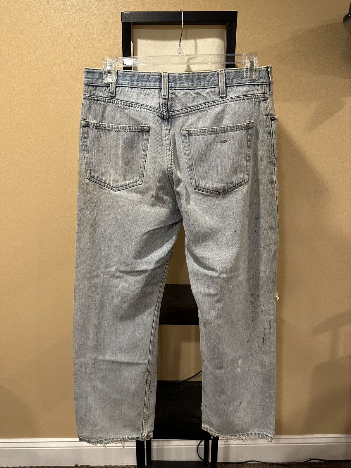 Haggar × Vintage Vintage Haggar Blue Thrash Distressed Painter Denim Jeans Size US 36 / EU 52 - 4 Thumbnail