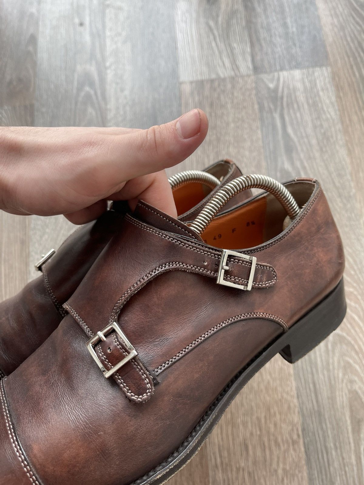 Santoni × Vintage Santoni Oxford Laced-Up In Black Leather Men shoes size 8 Size US 8.5 / EU 41-42 - 6 Thumbnail