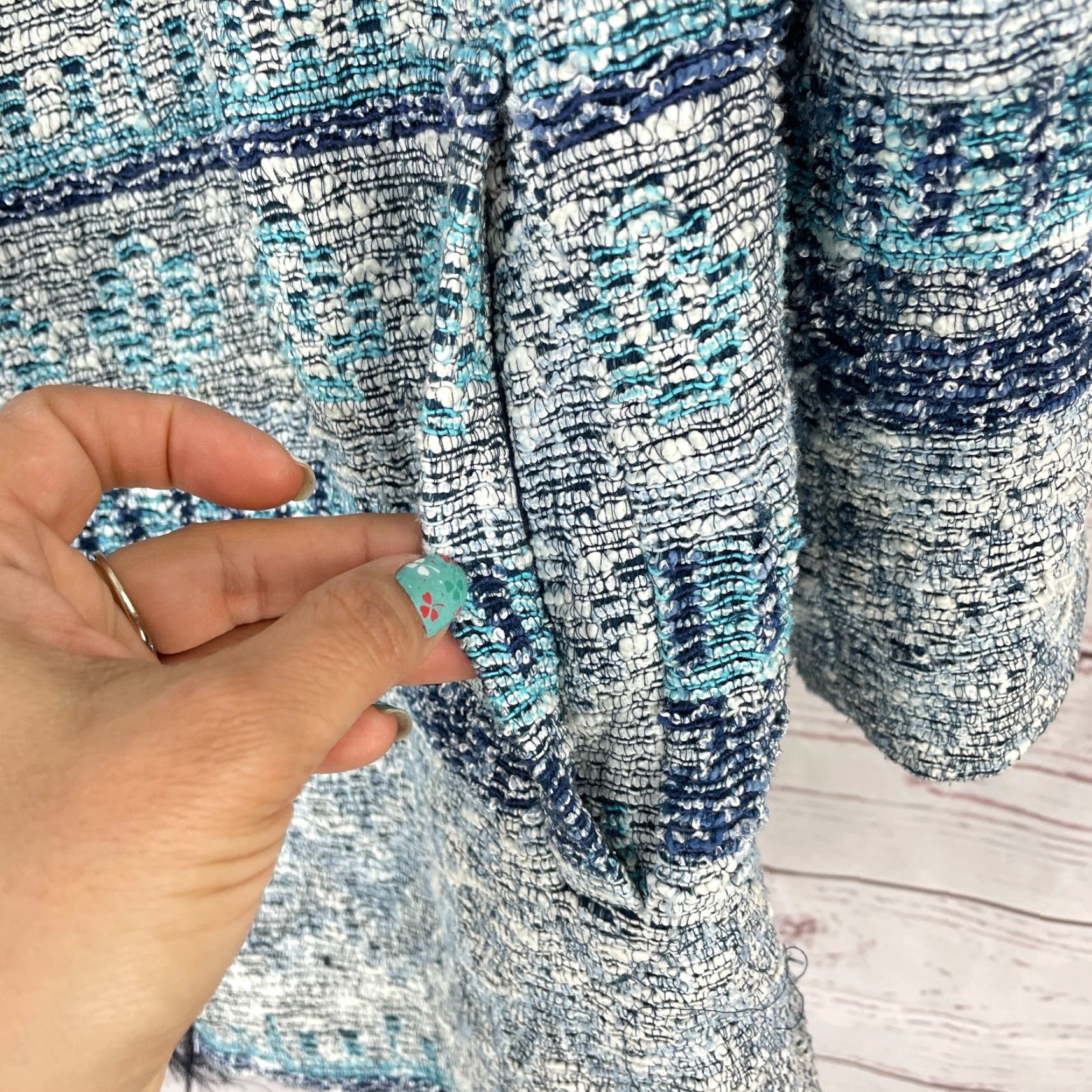Zara Zara Basic Jacket Womens Small Blue Knit Lined Open Front Jacquard Long Sleeve Vintage No Size S / US 4 / IT 40 - 4 Thumbnail