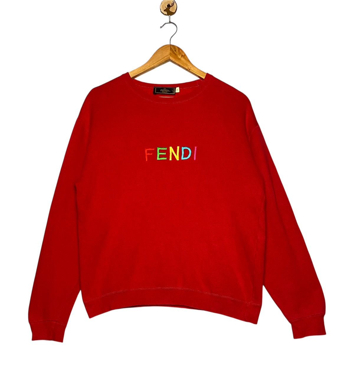 Fendi Vintage Fendi Multi Colour Logo Embroidery Sweatshirt Size US S / EU 44-46 / 1 - 1 Thumbnail