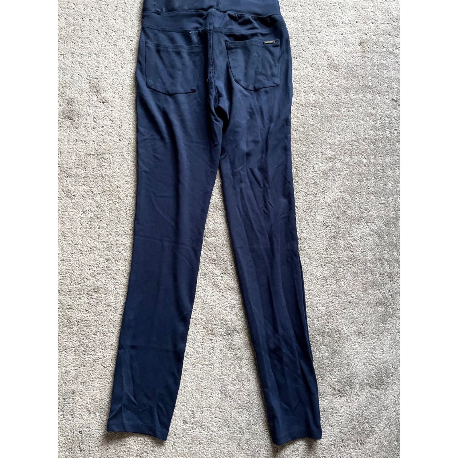 Vintage Tahari Womens Leggings XS Blue Pull On Knit Slim Straight Front Pockets Chino Style Casual Stretch Dry Clean Only Size 26" / US 2 / IT 38 - 3 Thumbnail