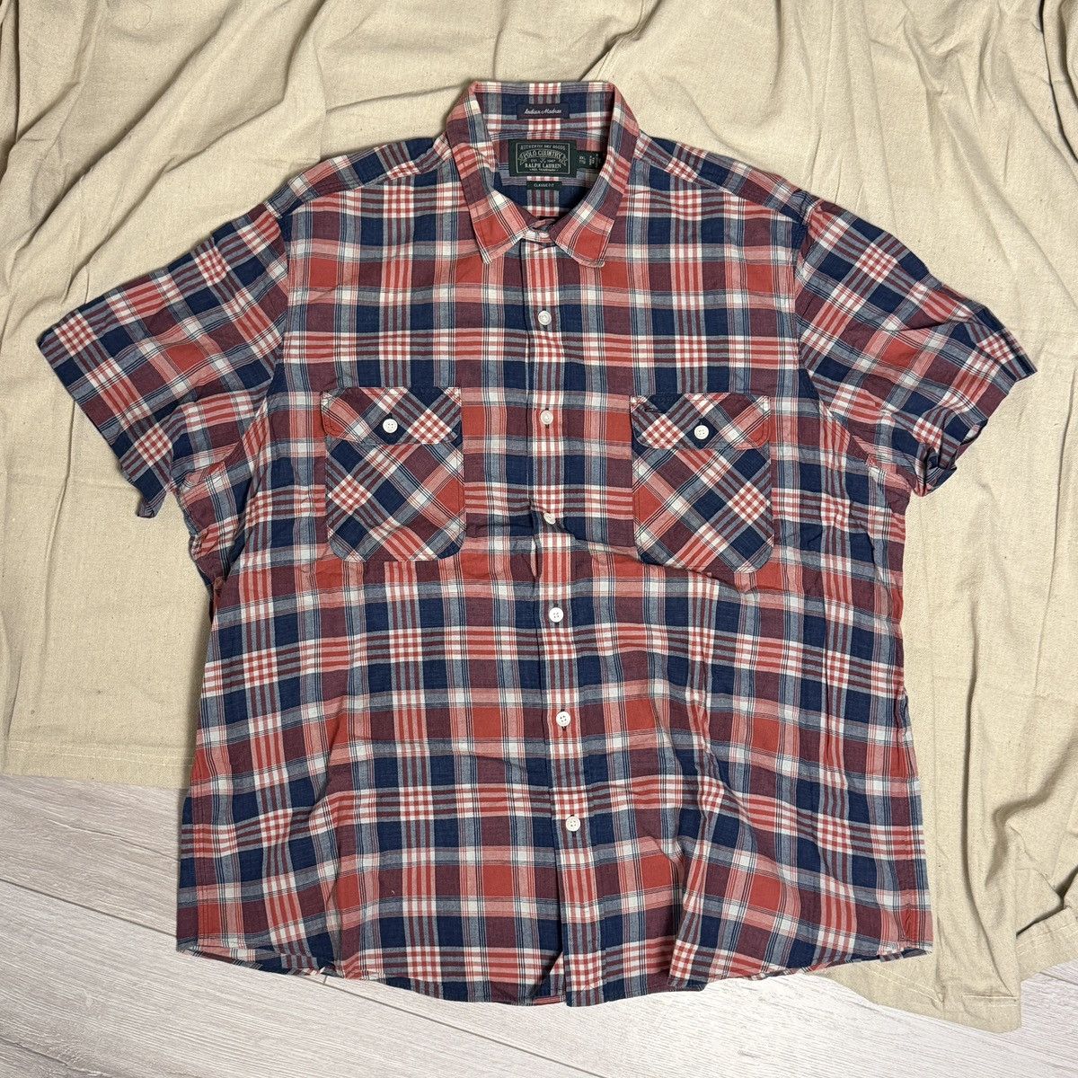Polo Ralph Lauren [Polo Ralph Lauren] Classic Fit Indigo Plaid Workshirt Size US XXL / EU 58 / 5 - 1 Thumbnail